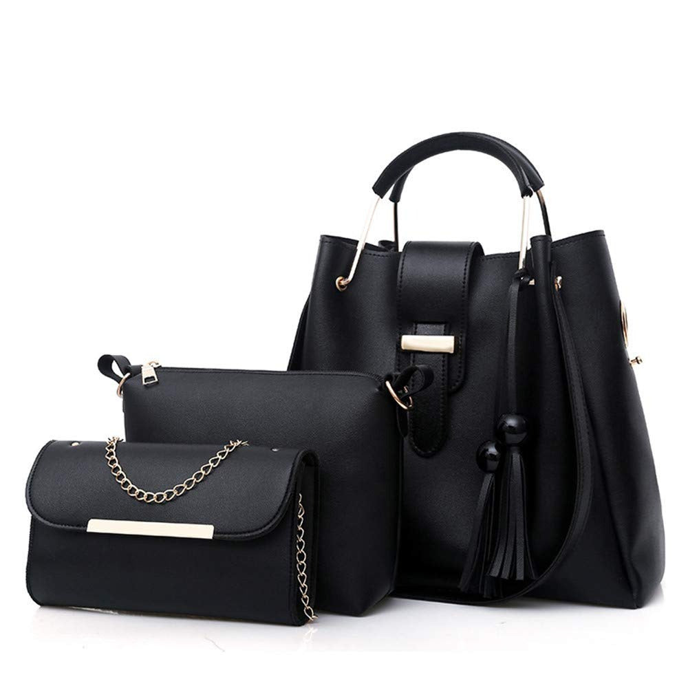 K Womens Purse And Handbag 3Pcs Bag Set Tassel Tote Clutch Satchel Top Handle Shoulder Bag