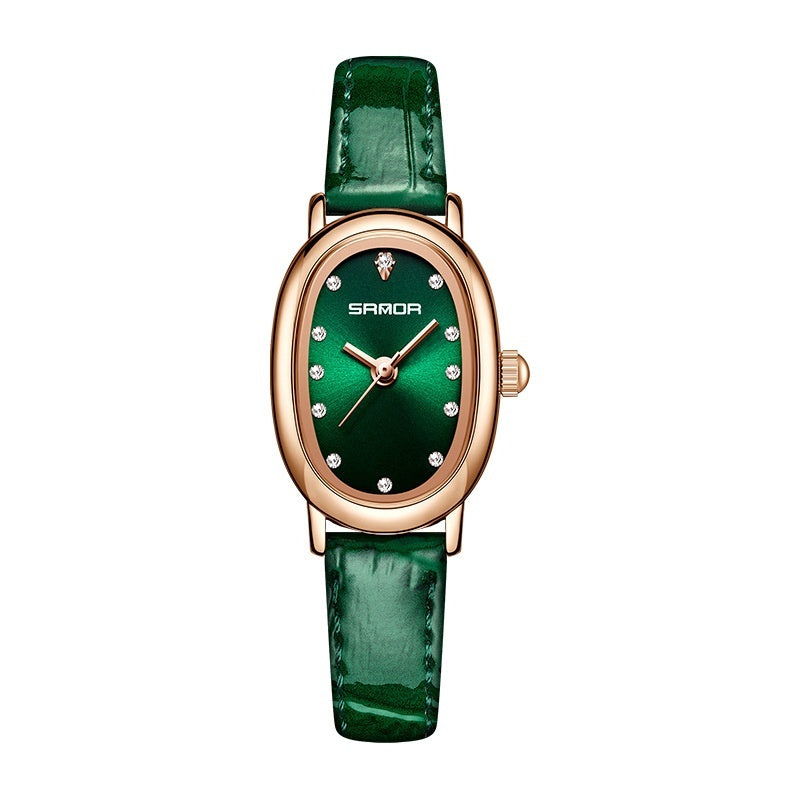 K Women's European And American Watch Quartz Leather Steel Belt Waterproof