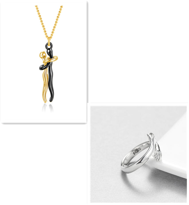 K Love Hug Necklace Unisex Men Women Couple