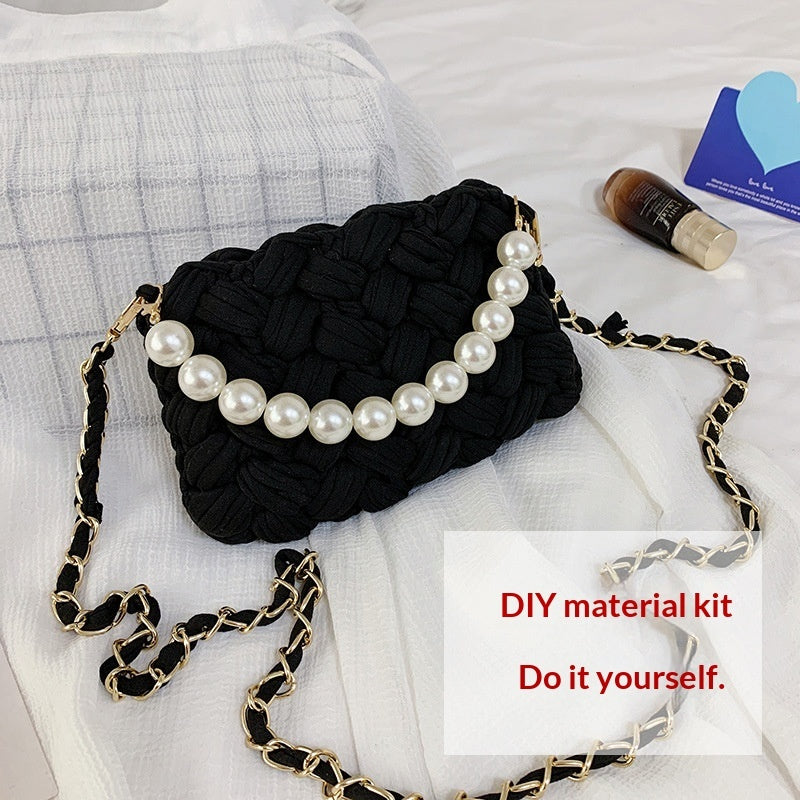 DIY Craft Kit Yarn, Crochet Hook, And Fabric Strips For Making A ShoulderCrossbody Bag