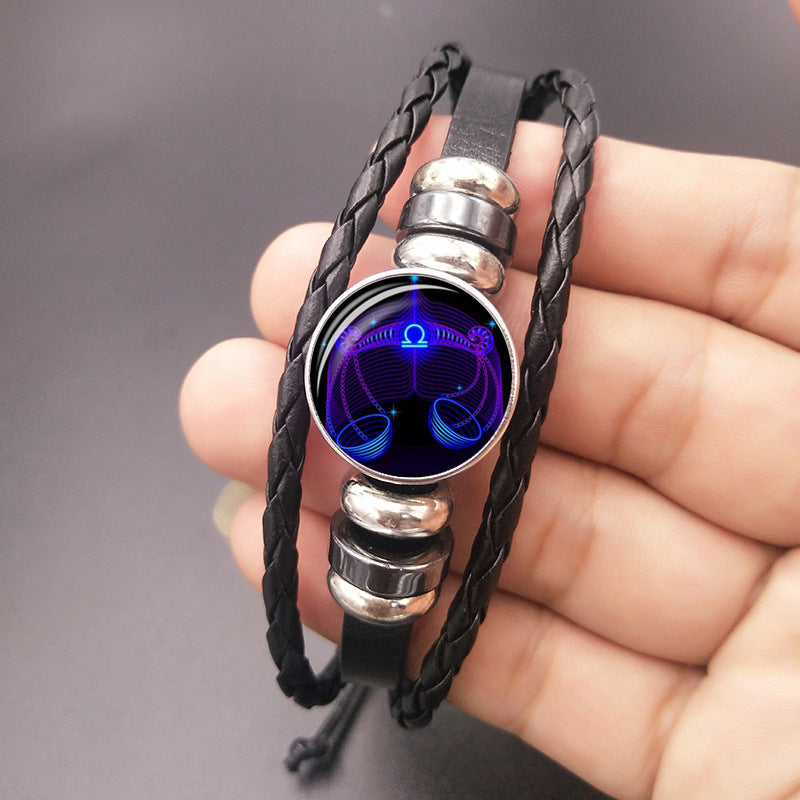 K 12 Zodiac Constellation Bracelet Luminous Braided Design Bracelet For Men Women Kids