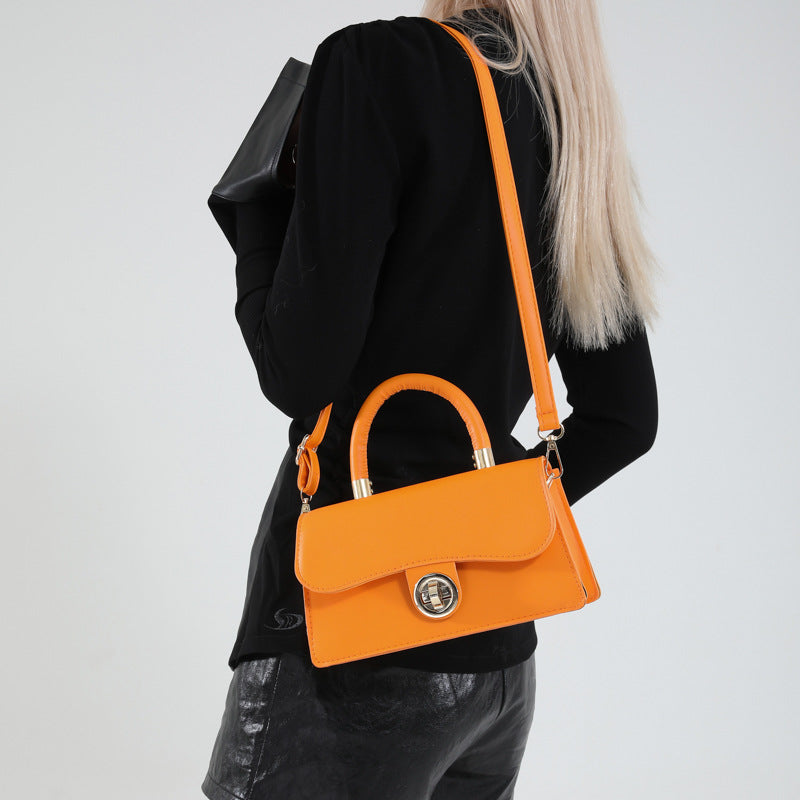 K Spring Womens Commuter Light-Luxury Solid-Colored Crossbody Bag With Lock Closure