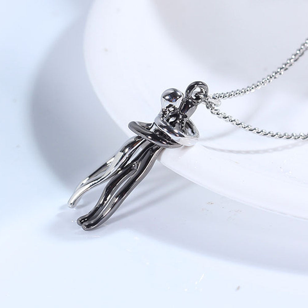 K Love Hug Necklace Unisex Men Women Couple