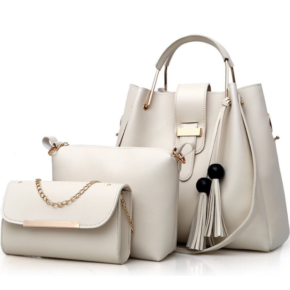 K Womens Purse And Handbag 3Pcs Bag Set Tassel Tote Clutch Satchel Top Handle Shoulder Bag