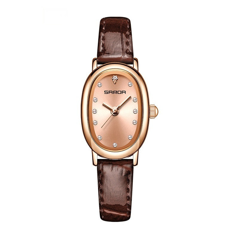 K Women's European And American Watch Quartz Leather Steel Belt Waterproof