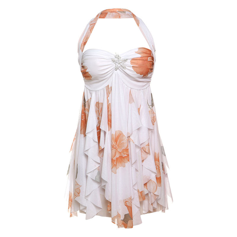 K Ins Halter Neck Backless Dress Summer Sexy