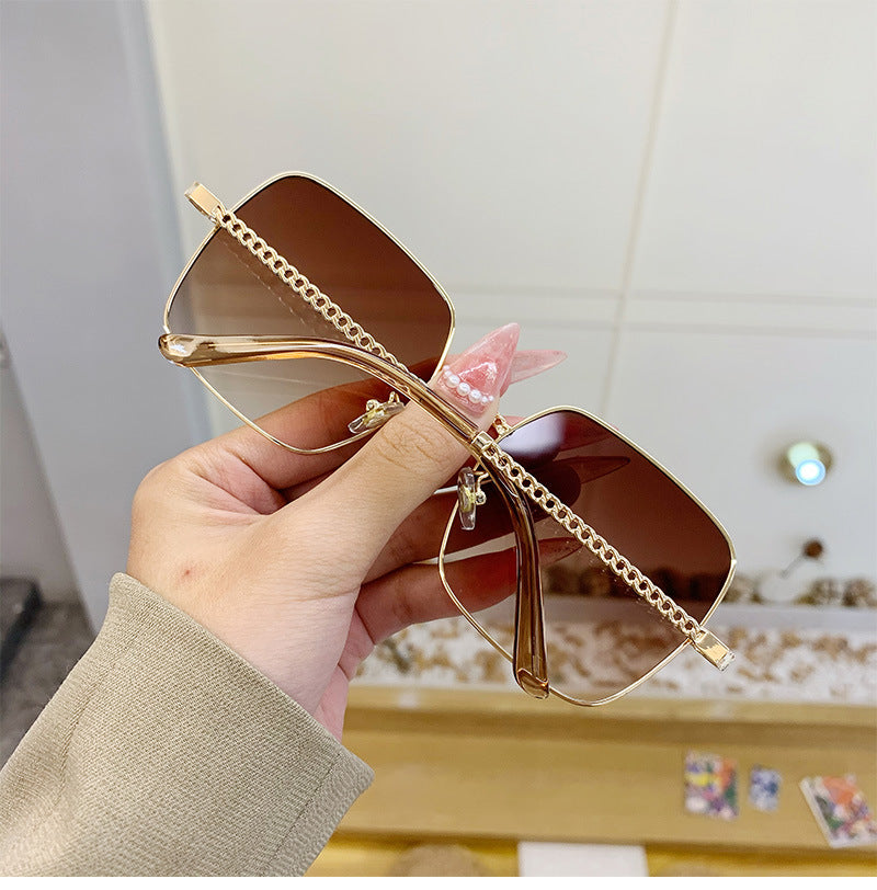 K Large Frame Frame Hollow Glasses Leg Sunglasses