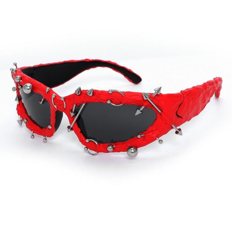K Punk Decorative Rivets Trend Street Snap Glasses