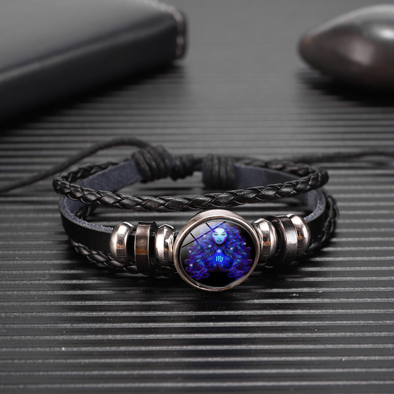 K 12 Zodiac Constellation Bracelet Luminous Braided Design Bracelet For Men Women Kids