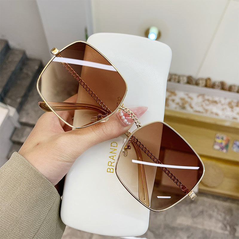 K Large Frame Frame Hollow Glasses Leg Sunglasses