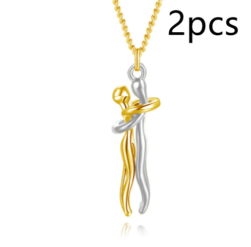 K Love Hug Necklace Unisex Men Women Couple
