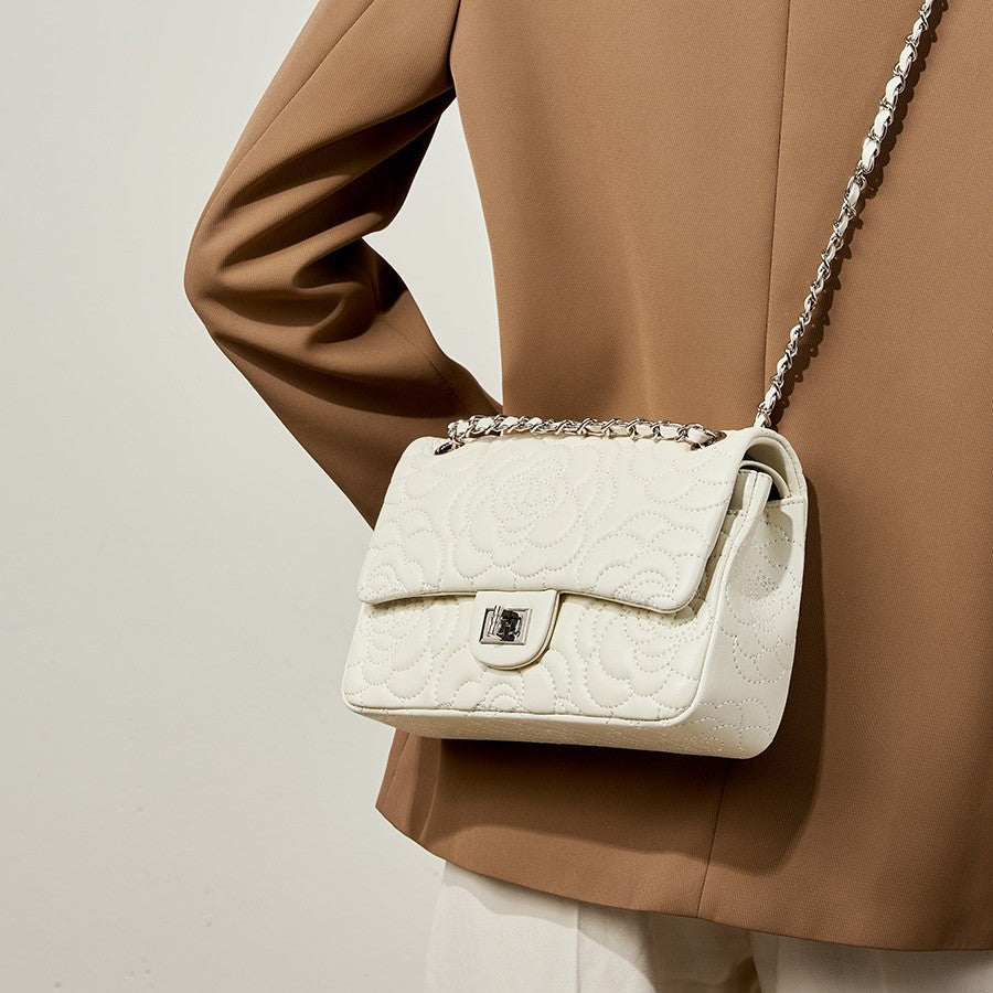 K Chanel-style Camellia Top-Grain Goat Skin Bag