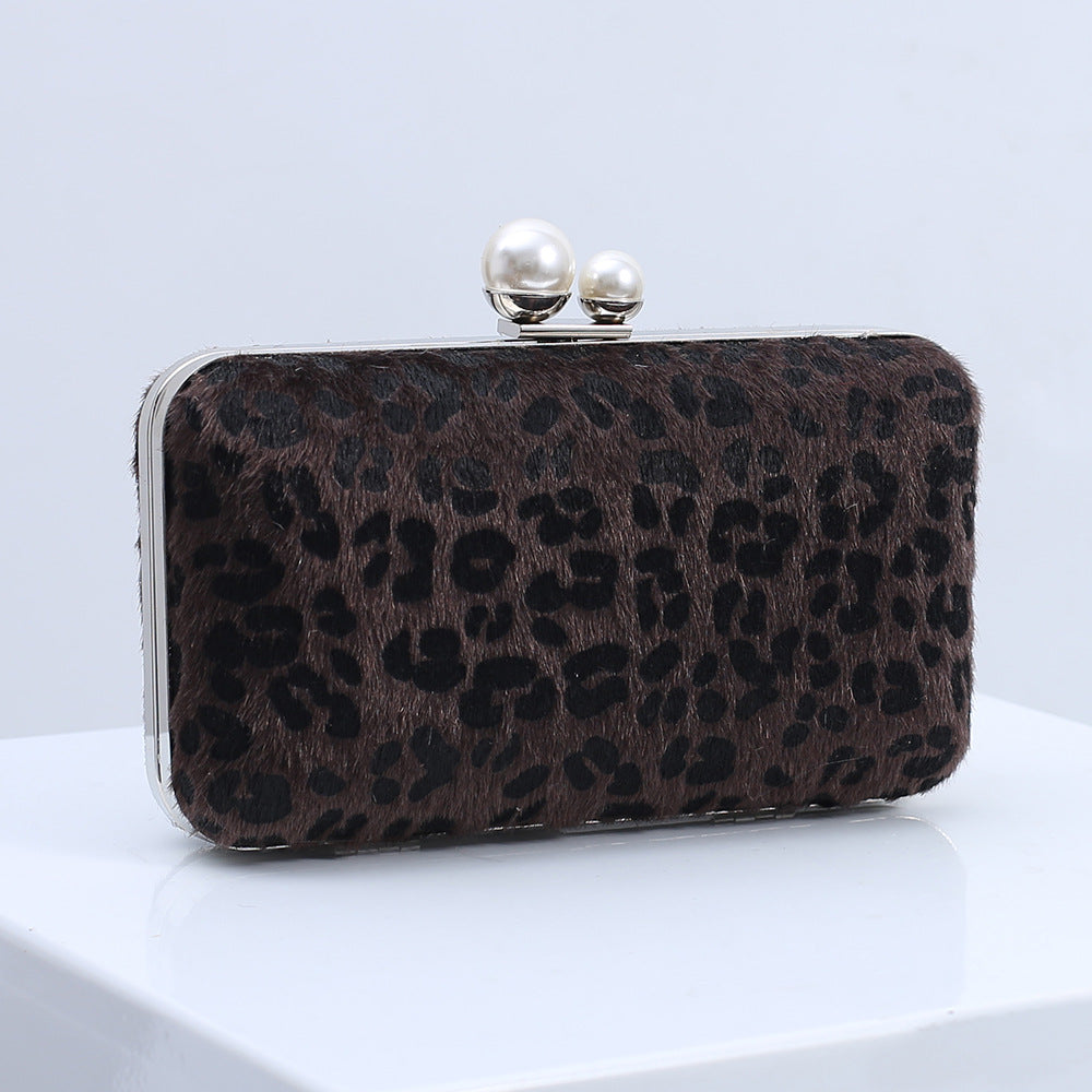 K Classic Cross-Border EuropeanAmerican Leopard-Print Fashionable Shoulder Clutch Bag