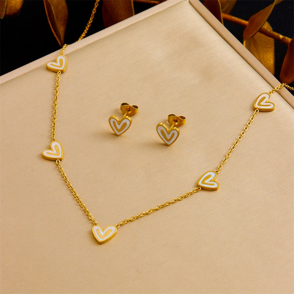 K Bai Bei Loving-Heart Accessories Clavicle Chain Stainless Steel Womens Set