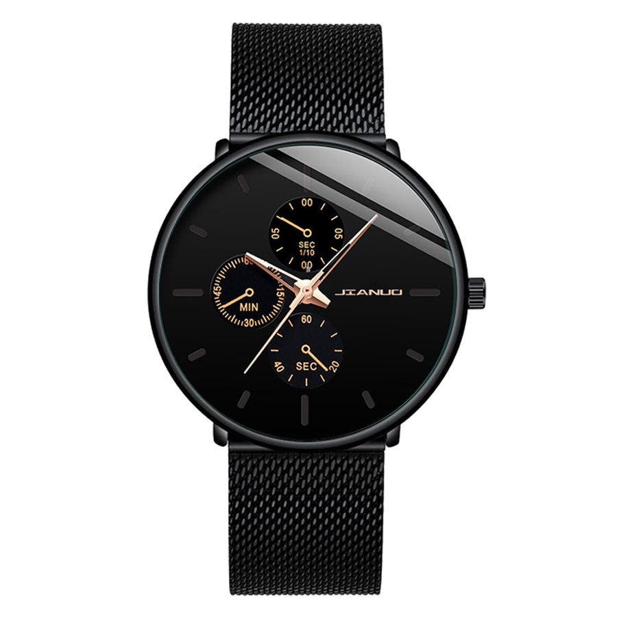 K Men's Mesh-band Quartz Casual Business Luminous Watch