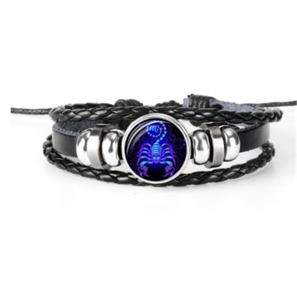 K 12 Zodiac Constellation Bracelet Luminous Braided Design Bracelet For Men Women Kids