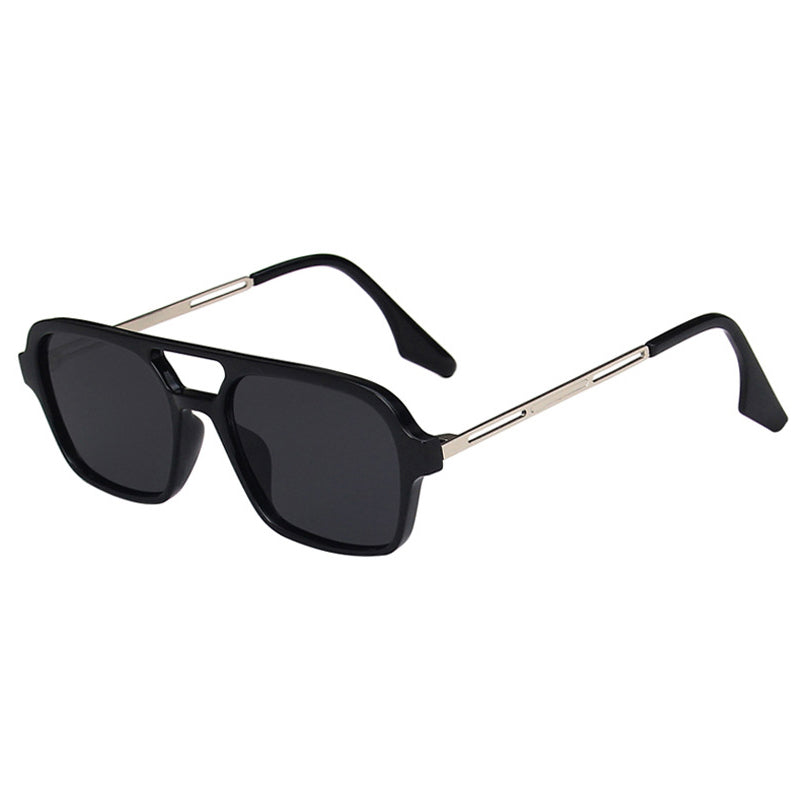 K Vintage Double Bridge Cutout Square Sunglasses