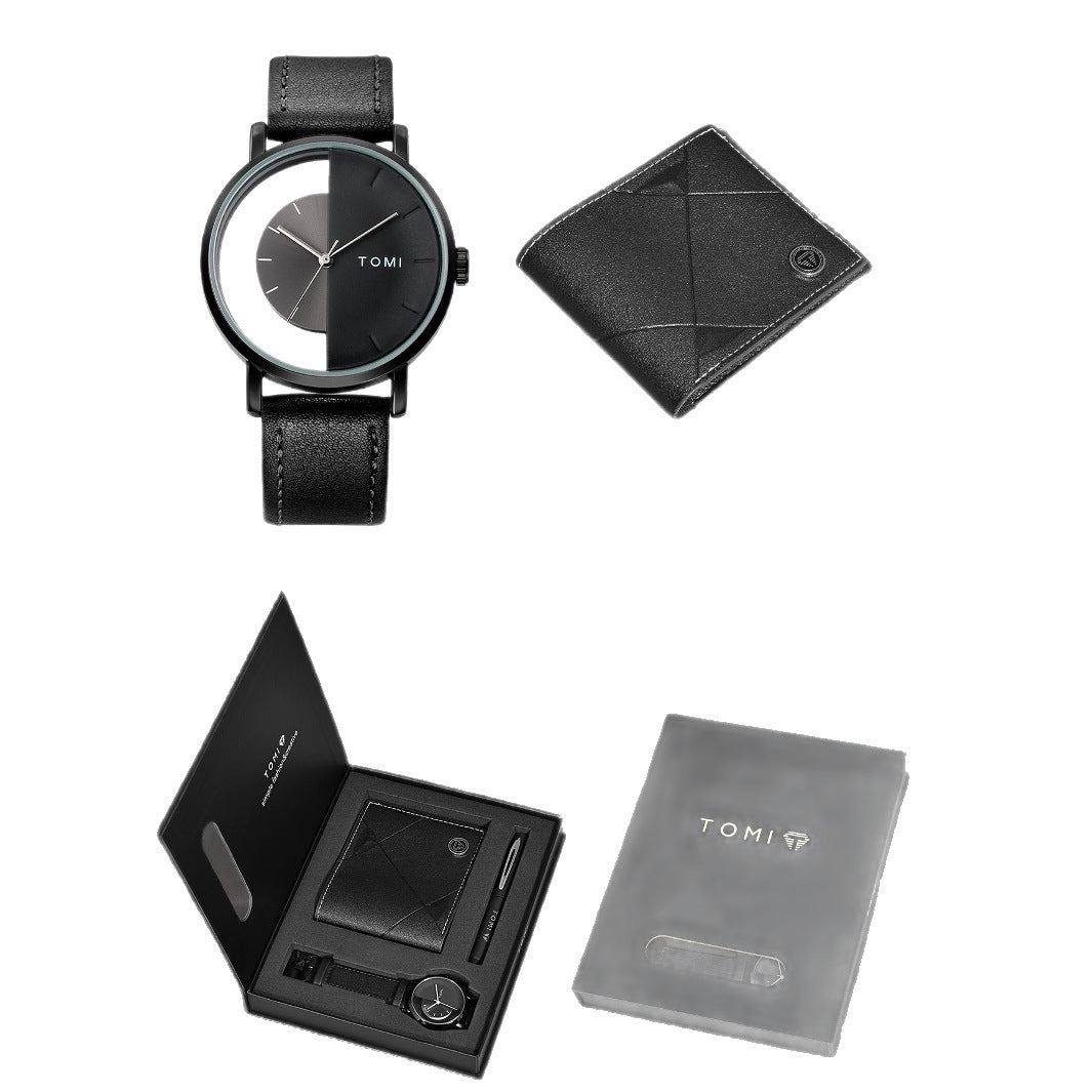 K Quartz Watch Mens Business Gift Set Box