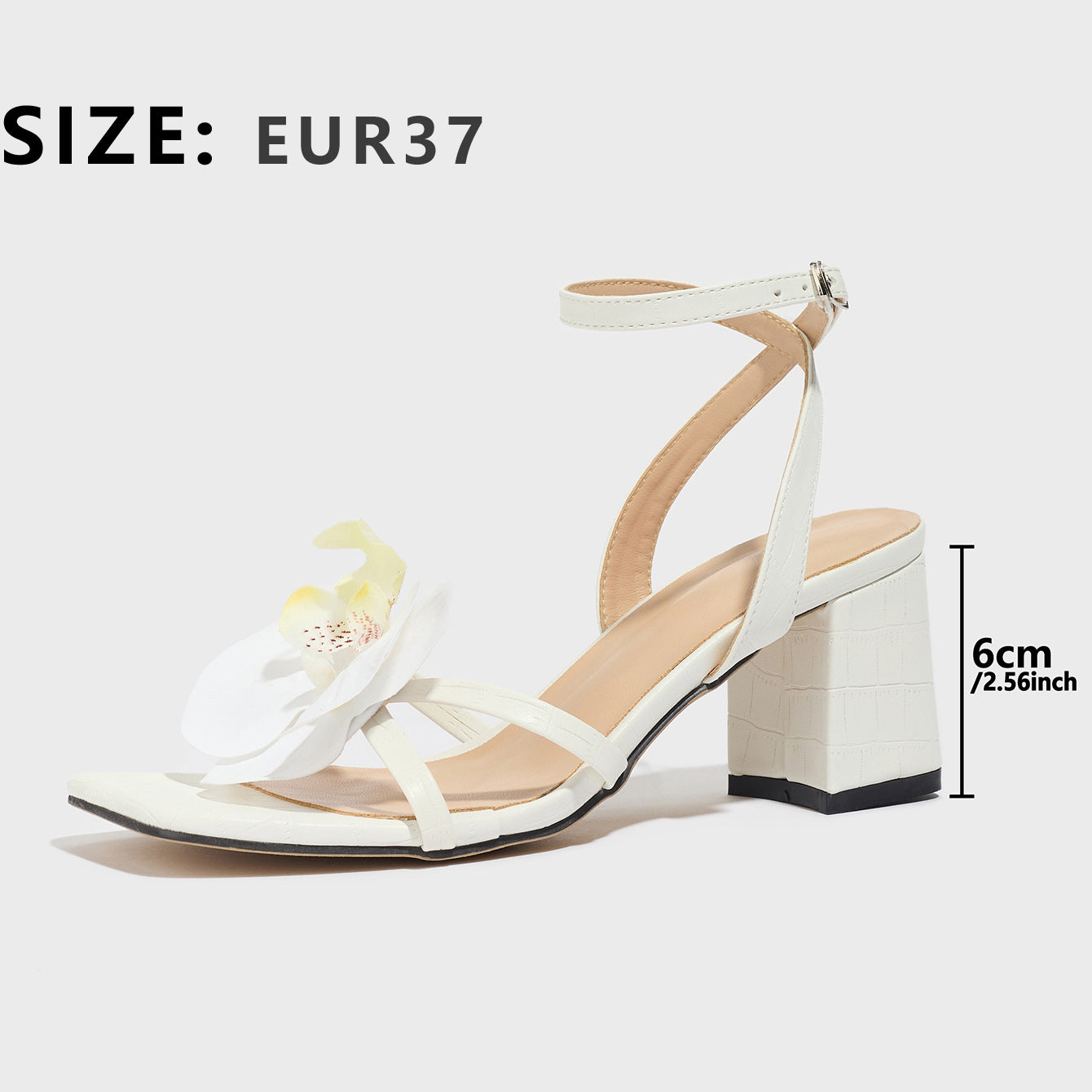 K Solid Color Chunky Heel Sandals