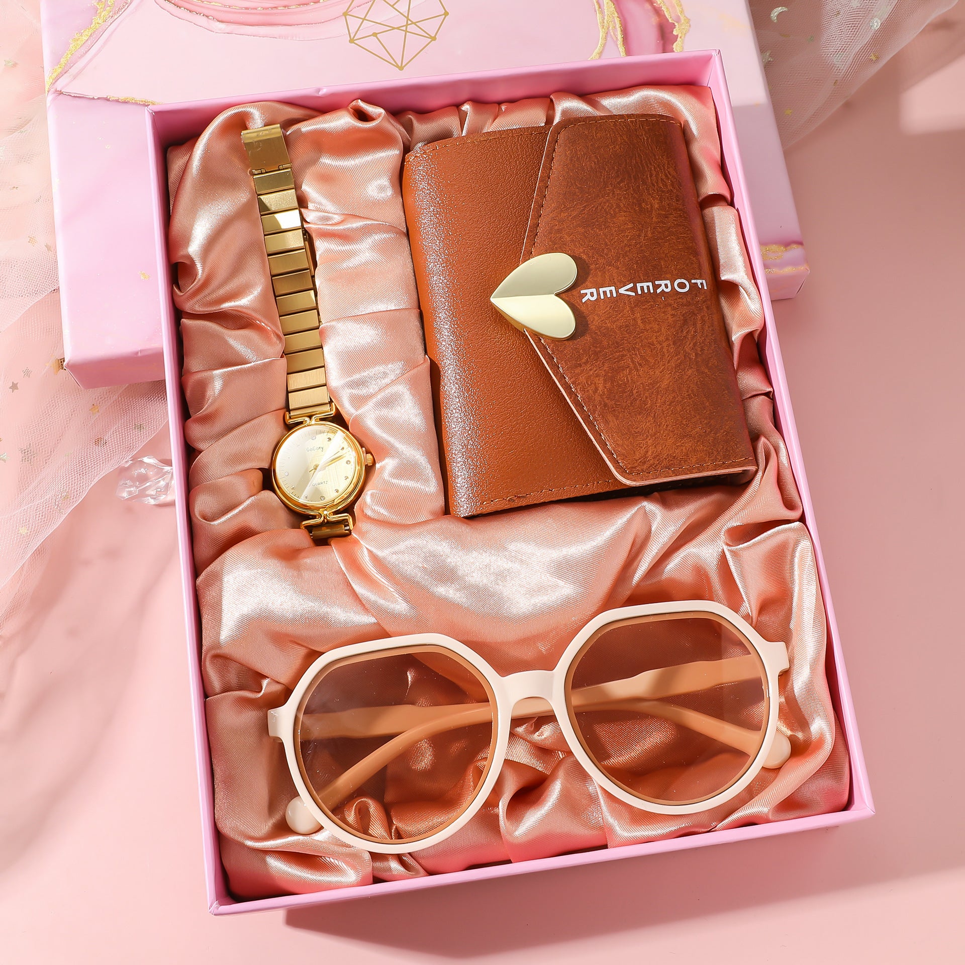 K Steel Belt Ladies New Simple Watch Wallet Sunglasses Suit