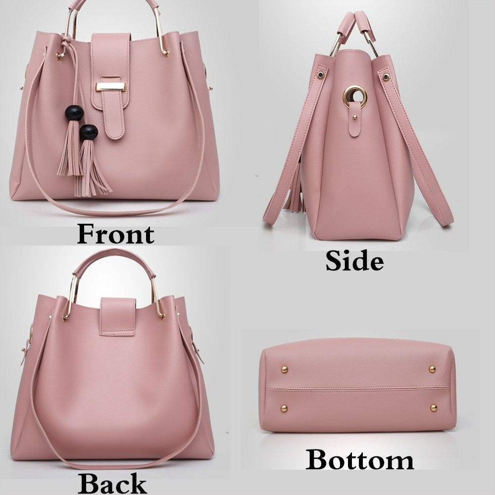 K Womens Purse And Handbag 3Pcs Bag Set Tassel Tote Clutch Satchel Top Handle Shoulder Bag
