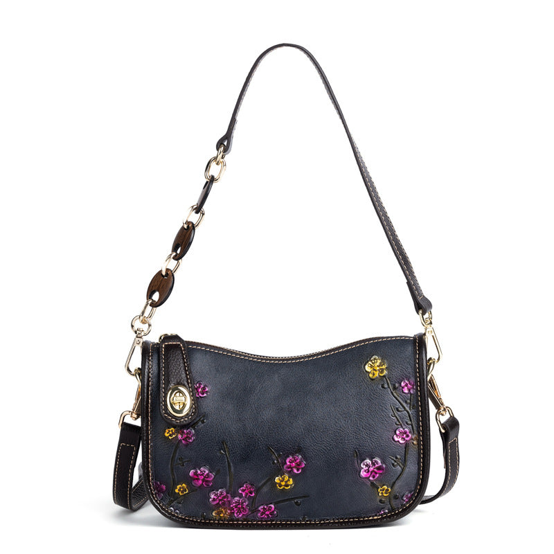 K Retro First-Layer Cowhide Fashionable Simple Shoulder Bag
