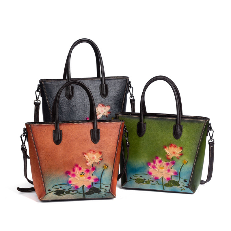 K Retro Women's First-Layer Cowhide Handbag