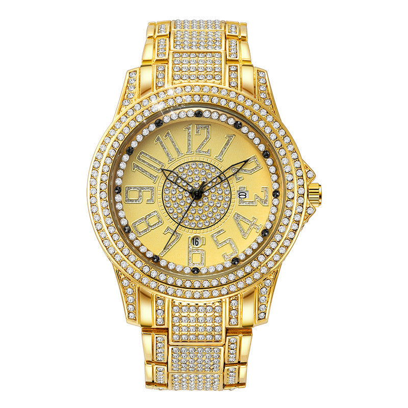 K Diamond Fashion Alloy Strap Date Quartz Watch