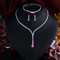 K Luxury Zircon Necklace Earrings Bracelet And Ring Set 4-piece Set