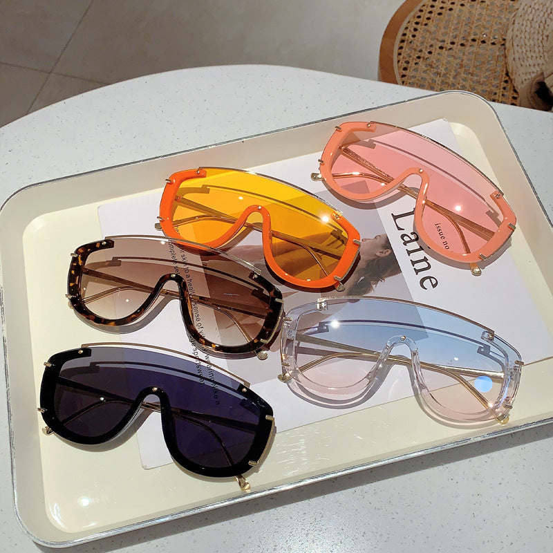 K Colorful Personality One-piece Large Frame Fashionable Sunglasses
