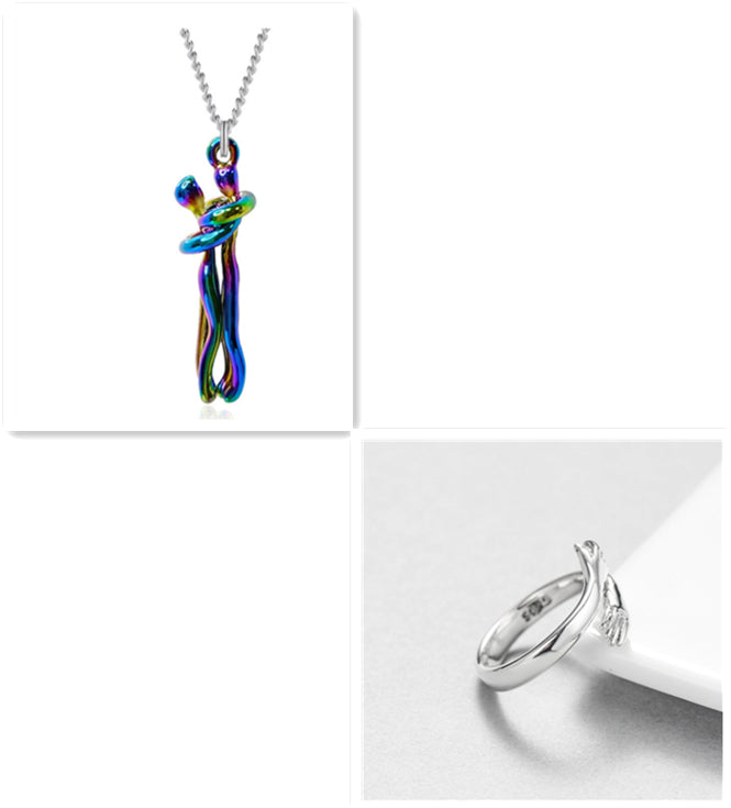 K Love Hug Necklace Unisex Men Women Couple