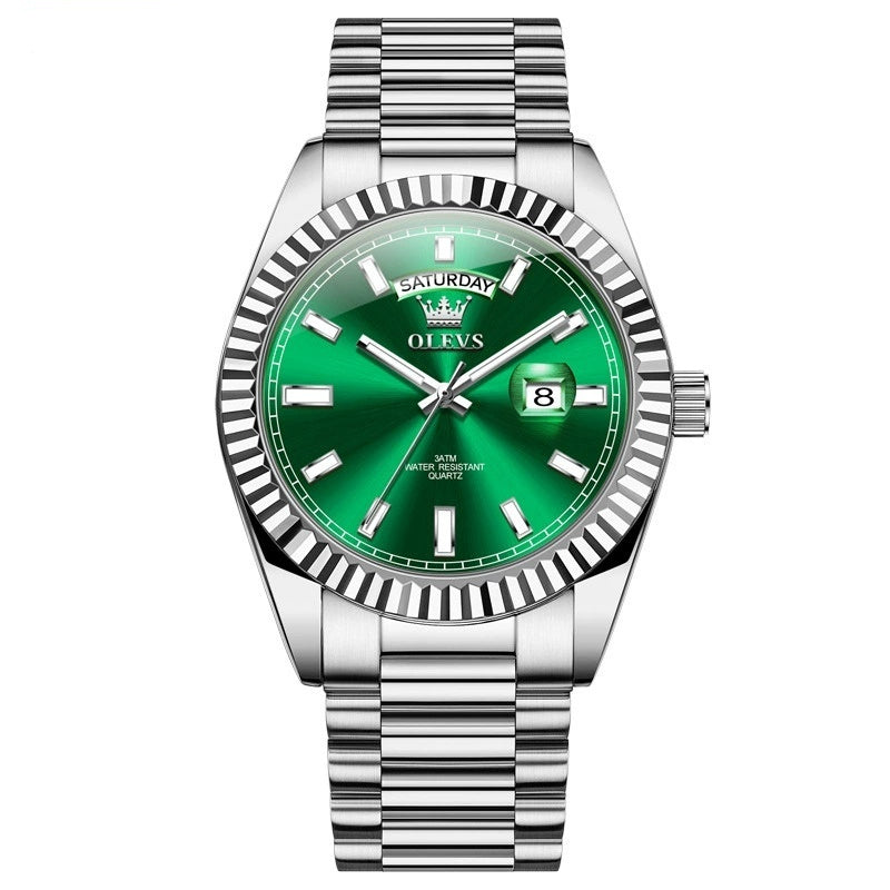 K Luminous Waterproof Business Steel Belt Wrist Watch
