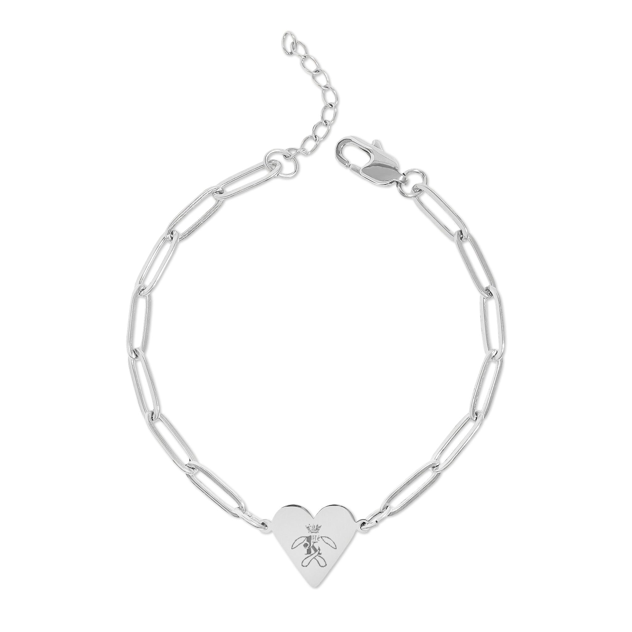 K Paperclip Heart Bracelet (Engraving) M1W