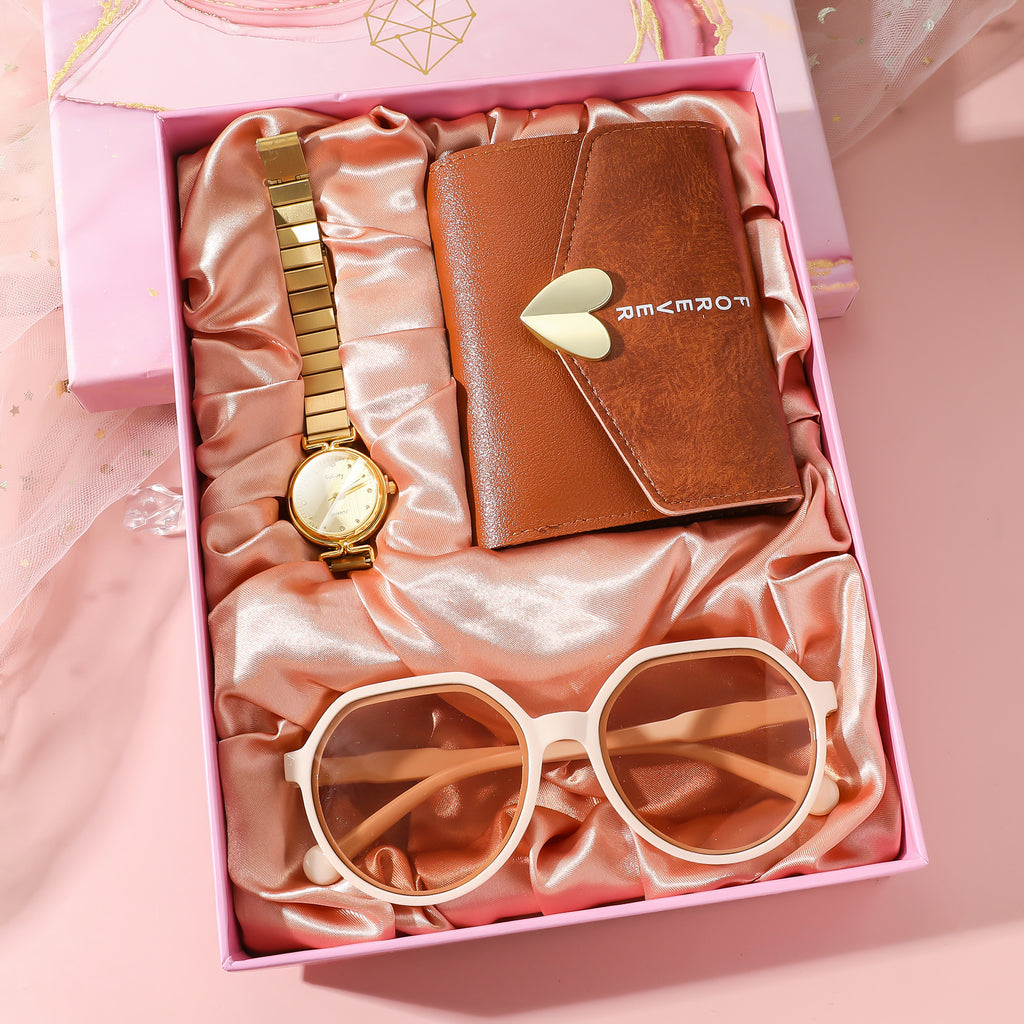 K Steel Belt Ladies New Simple Watch Wallet Sunglasses Suit