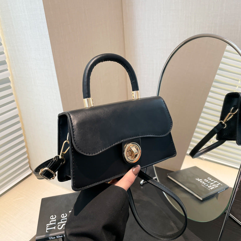 K Spring Womens Commuter Light-Luxury Solid-Colored Crossbody Bag With Lock Closure