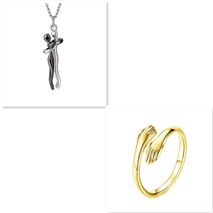 K Love Hug Necklace Unisex Men Women Couple