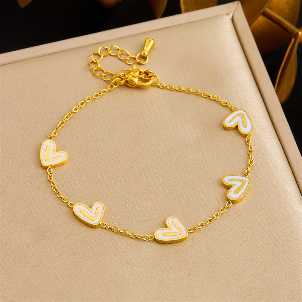 K Bai Bei Loving-Heart Accessories Clavicle Chain Stainless Steel Womens Set