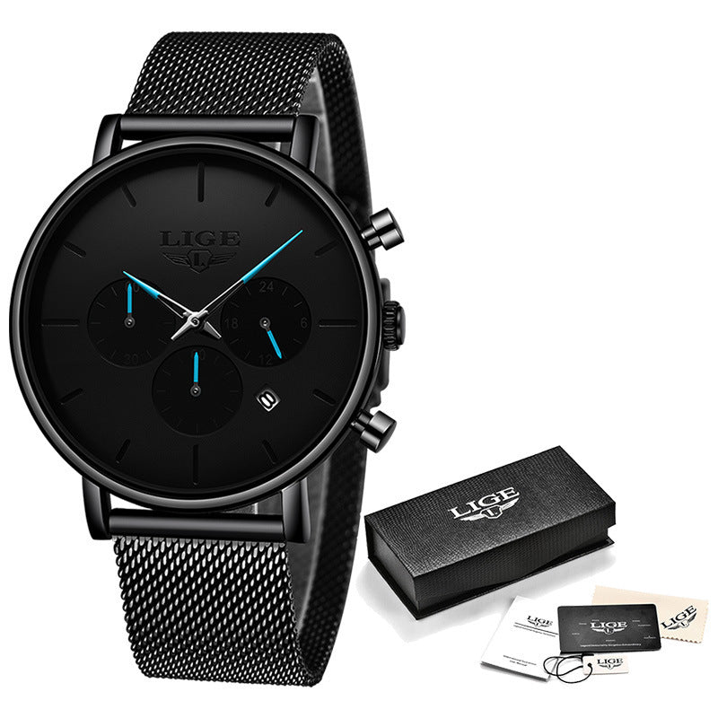 K Mesh-Strap Multifunctional Water-Resistant Quartz Watch