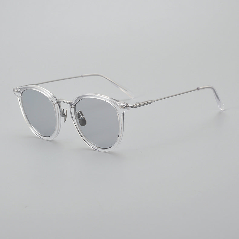 K Transparent Japanese Handmade Medium Gold Pure Titanium Polarized Sunglasses
