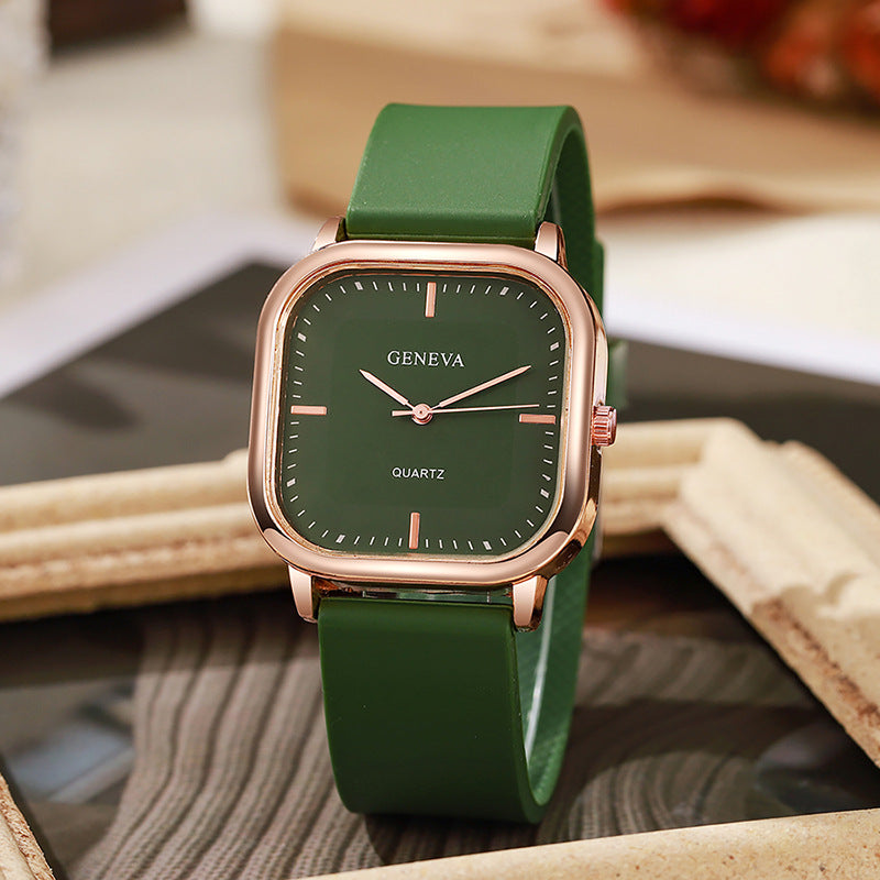 K Women's Silicone Strap Fashionable Rose Gold Watch