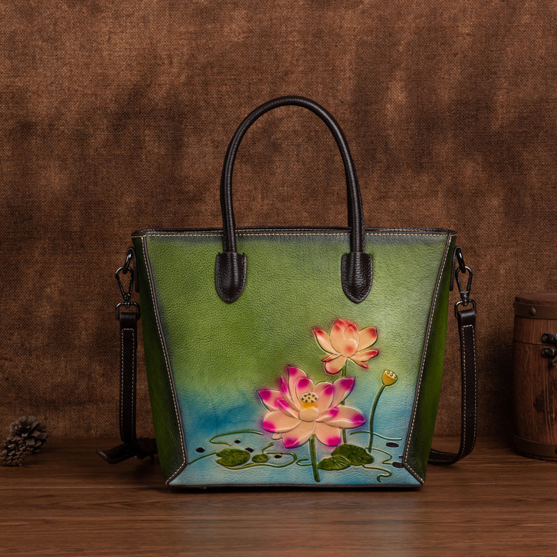 K Retro Women's First-Layer Cowhide Handbag