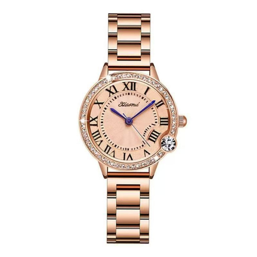 K Stylish Quartz Full-Diamond Stainless Steel Waterproof Womens Watch