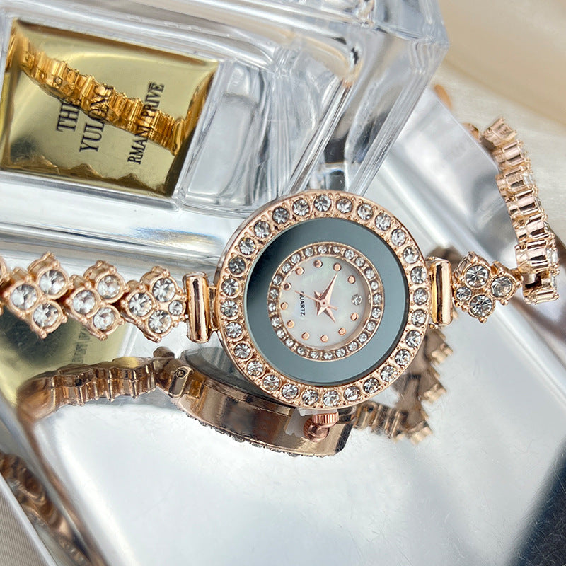 K Diamond-encrusted Glass Rhinestone Women's Quartz Watch