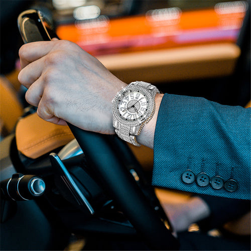 K Diamond Fashion Alloy Strap Date Quartz Watch
