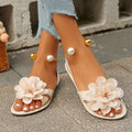 K Flat-sole Pearl Strap Sandals