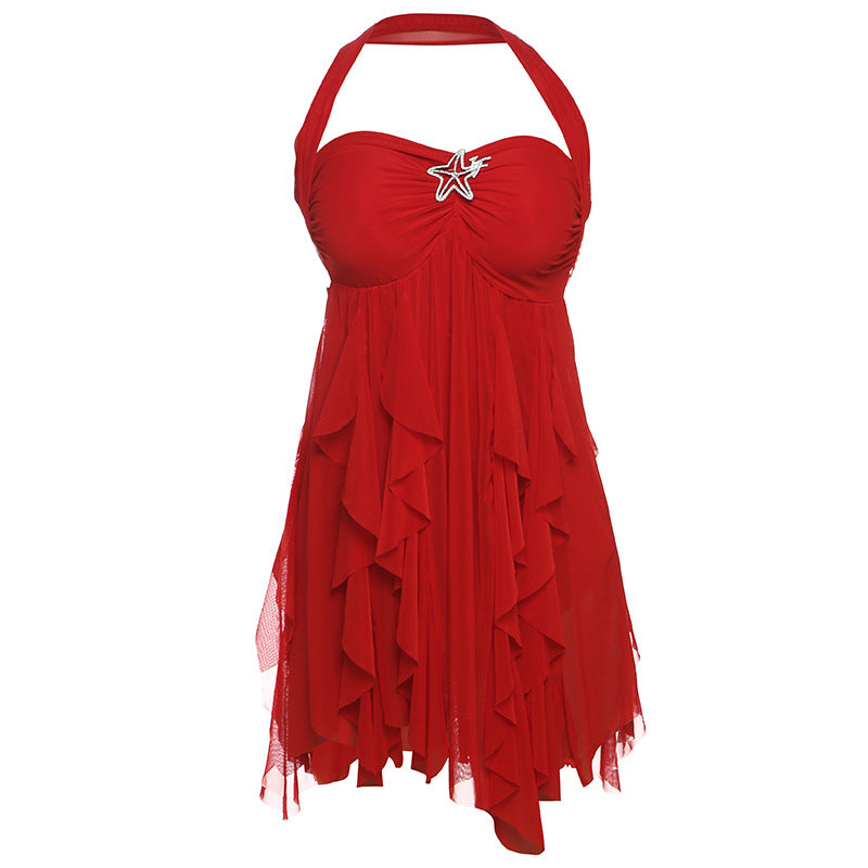K Ins Halter Neck Backless Dress Summer Sexy