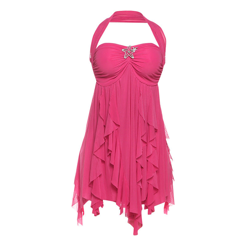 K Ins Halter Neck Backless Dress Summer Sexy