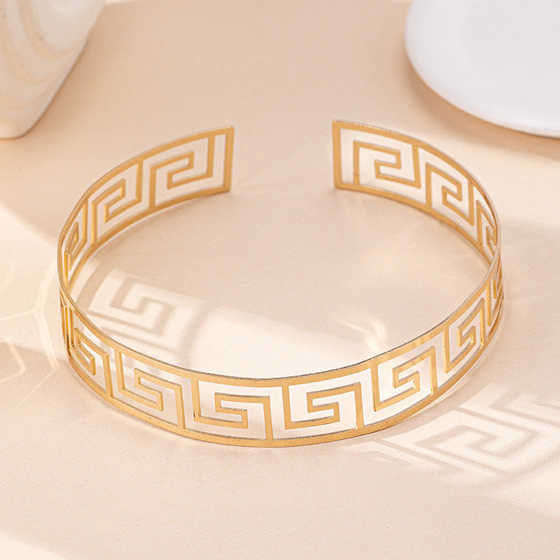 K Geometric Loop Collar Earrings Ring Bracelet