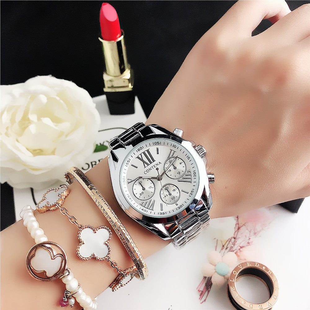K Women's Fashion Diamond Quartz Mesh Strap Watch