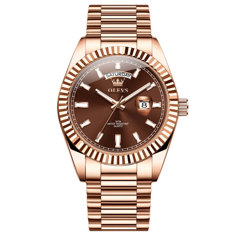 K Luminous Waterproof Business Steel Belt Wrist Watch